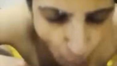 Pervert shoots his stepmom’s blowjob MMS and cums on her