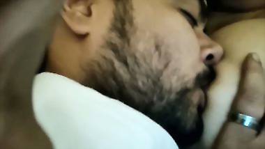 Licking and tickling boobs of beautiful GF